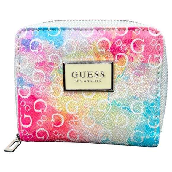Guess Women's Small Zip Around Wallet Tie-Dye Logo Print - Picture 1 of 8